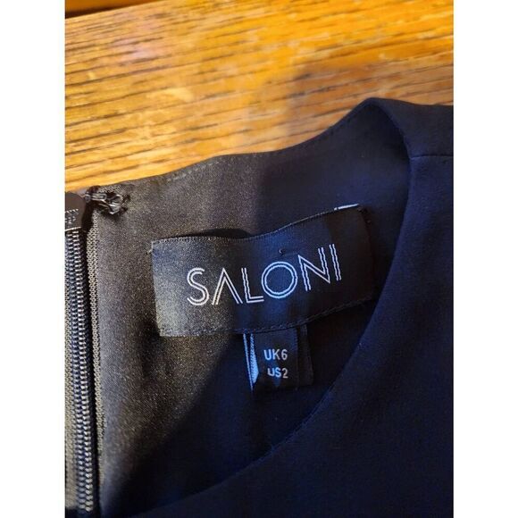 SALONI Valentine Puff Bell Sleeve black  Midi Dress sz US 2 - Picture 4 of 6